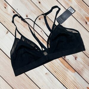 NWT Heidi Klum S black stretch mesh lace bralette